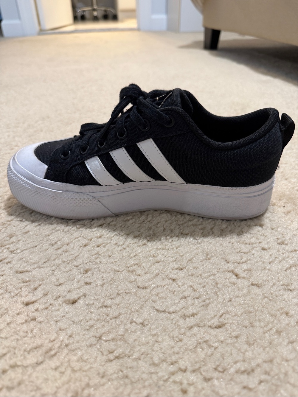 adidas Black and White Low-Top Canvas Sneakers - Picture 2 of 5